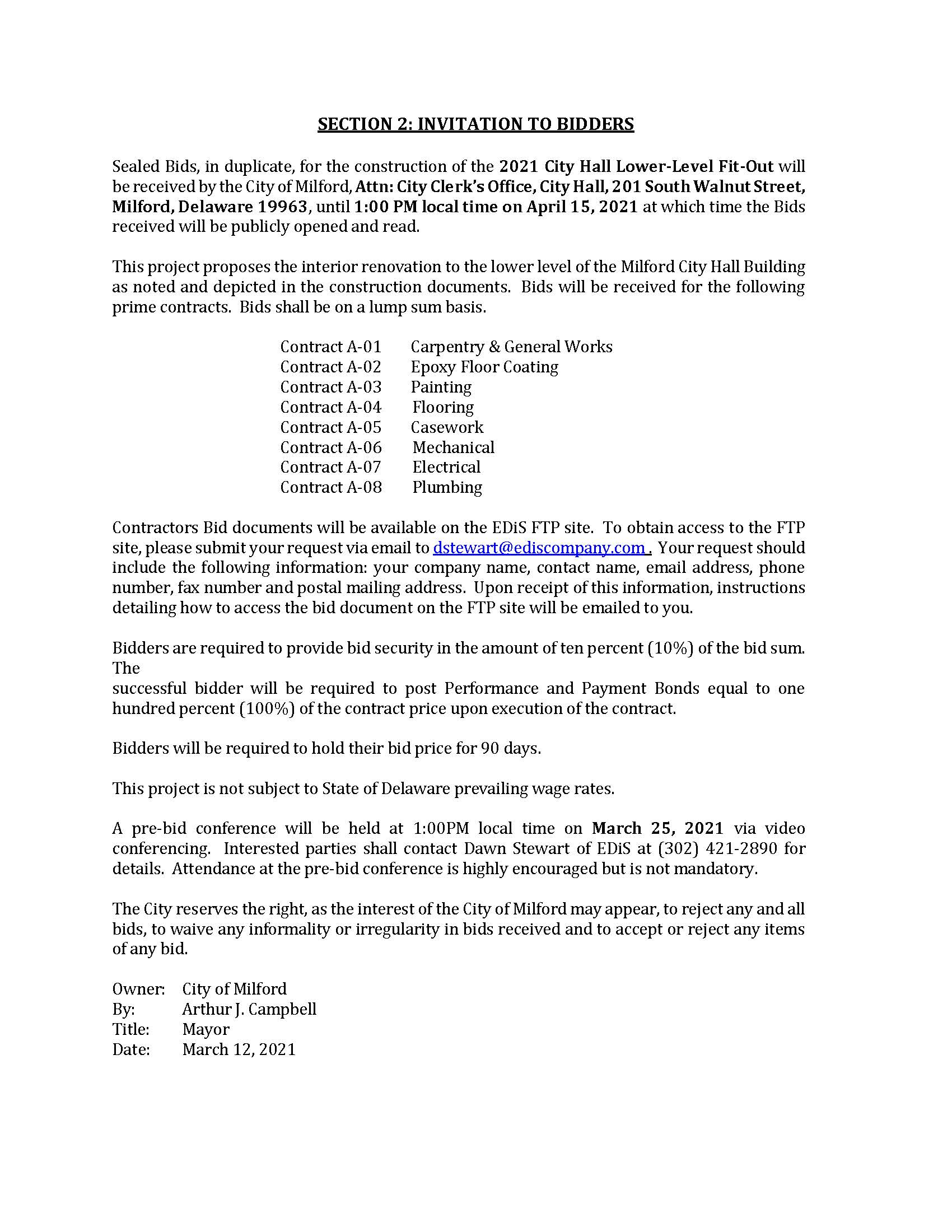 Invitation to Bid City HAll LL