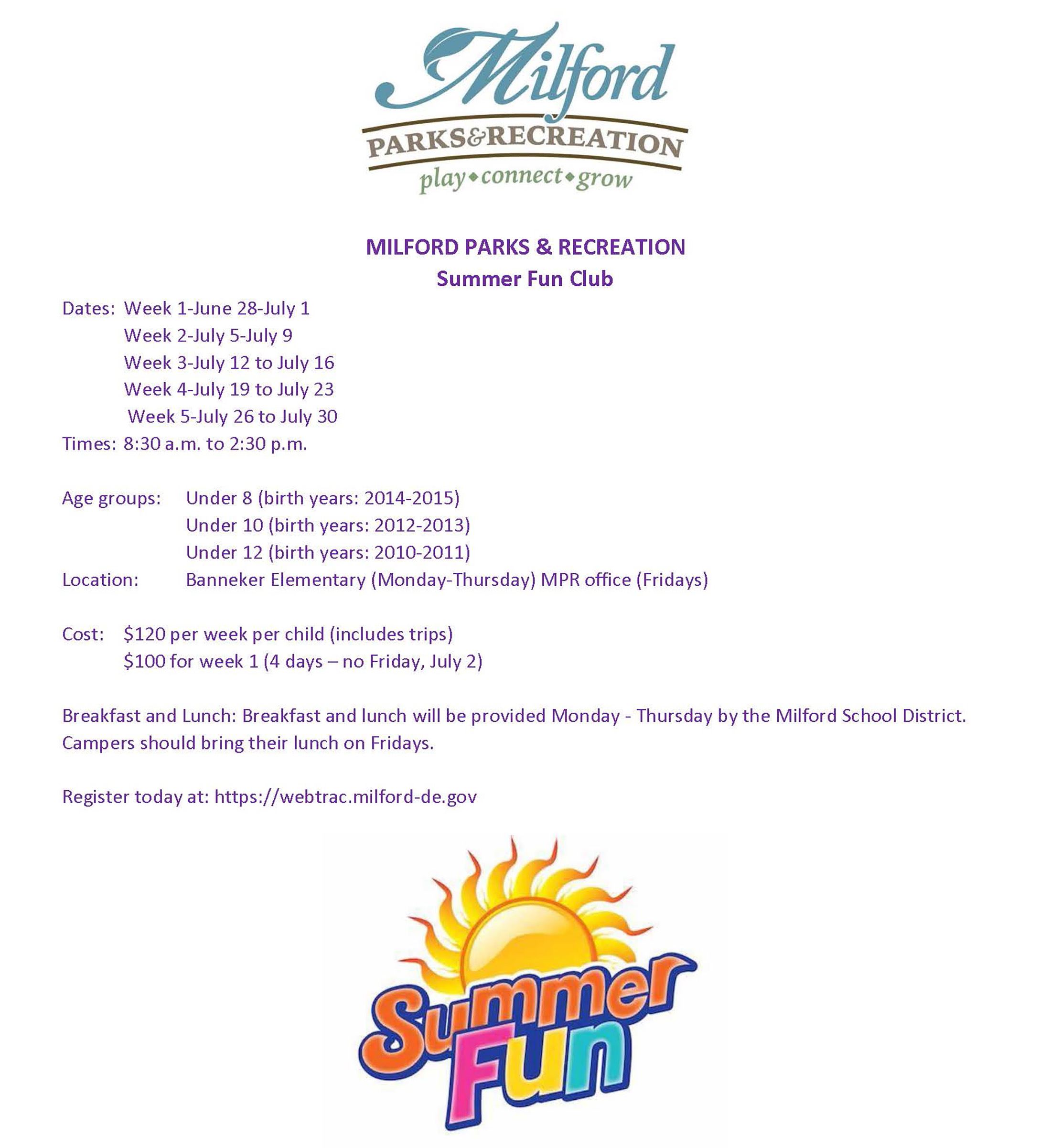 2021 Summer Fun Club Flyer