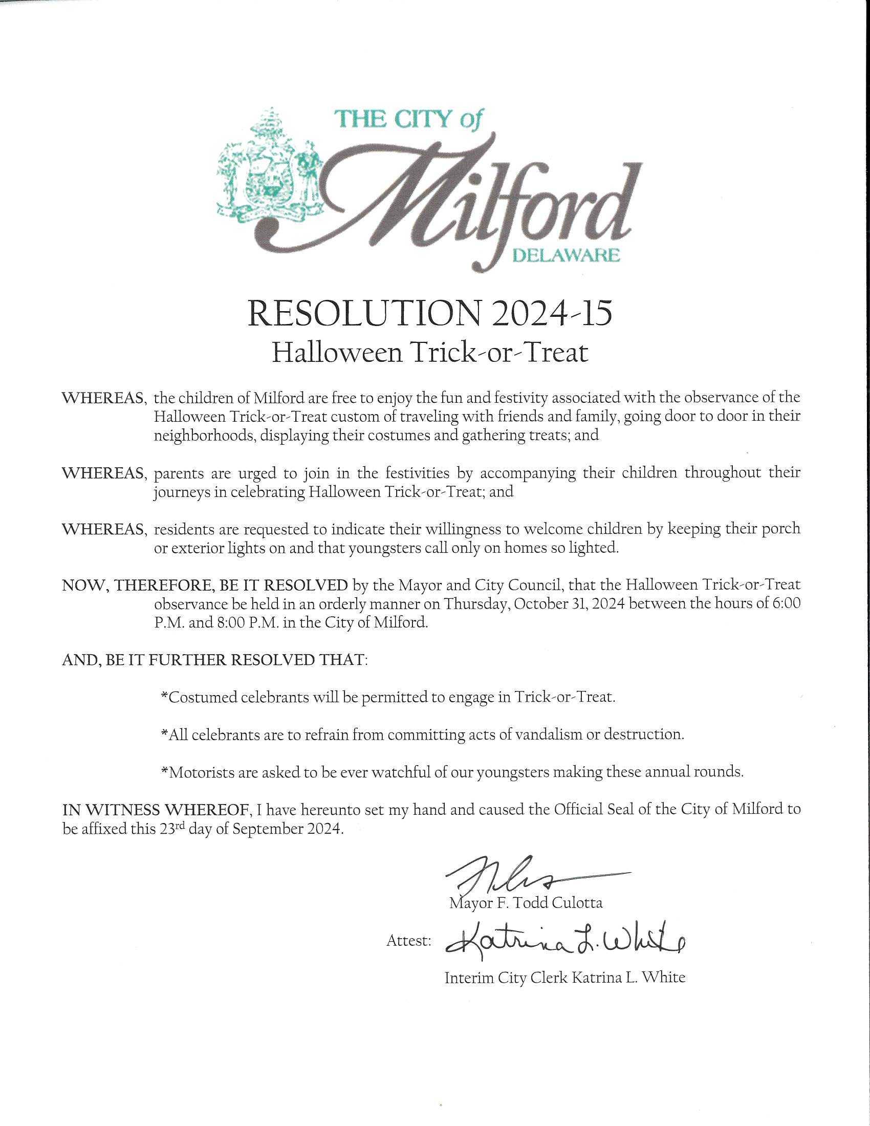 Resolution 2024 15 Trick ot Treat